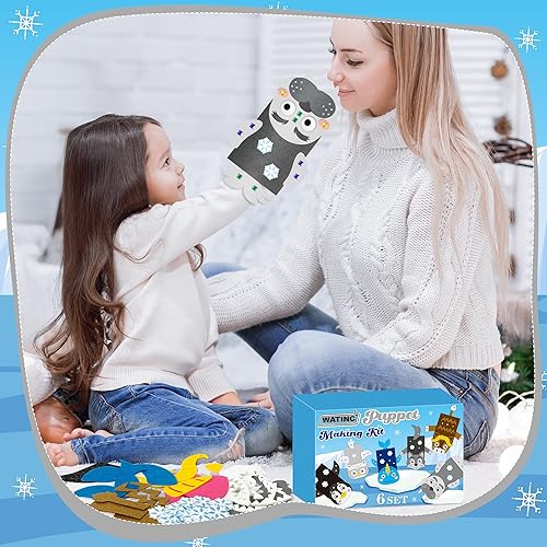 Vista 67 de WATINC Kit de 6 piezas de fabricación de marionetas de mano, calcetines de fieltro para manualidades, juguetes creativos de bricolaje para hacer tus