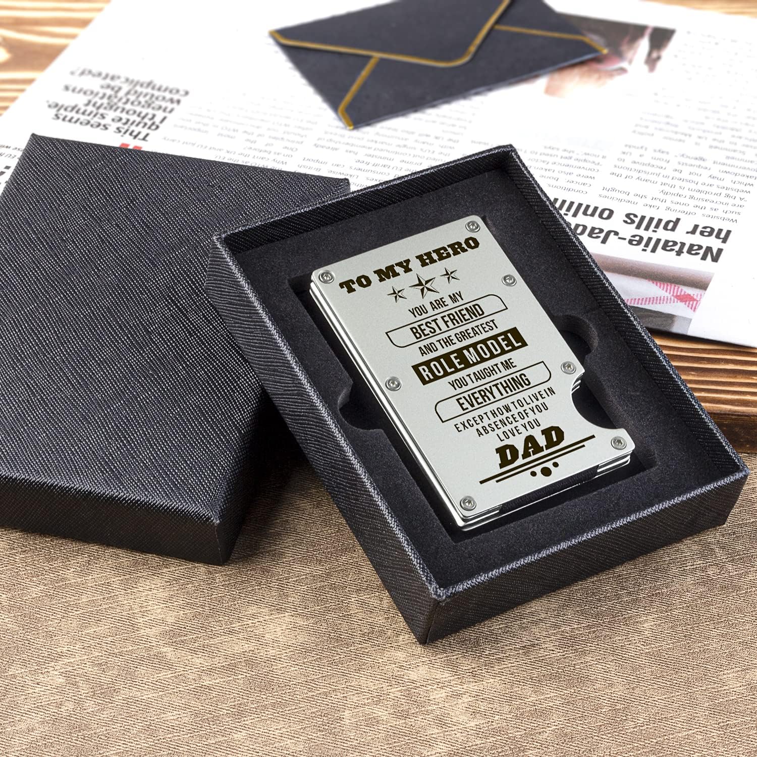 Carbon Fiber Wallets for Dad Personalized Gift Idea for Father Engraved Wallet for Dad from Daughter Son RFID Minimalist Wallet Money Clip Mens Metal Wallets for Dad on Fathers Day Christmas Birthday