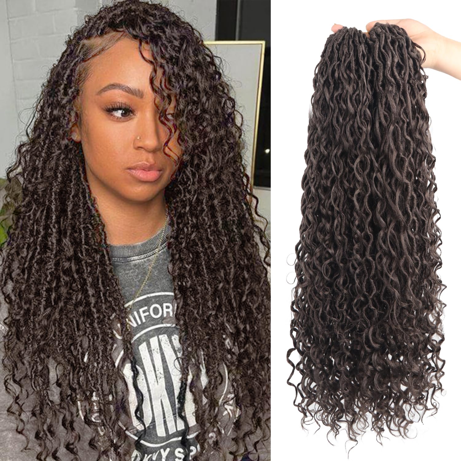 Vemet Goddess Locs Crochet Hair, Synthetic Boho Faux Locs, 9-Pack