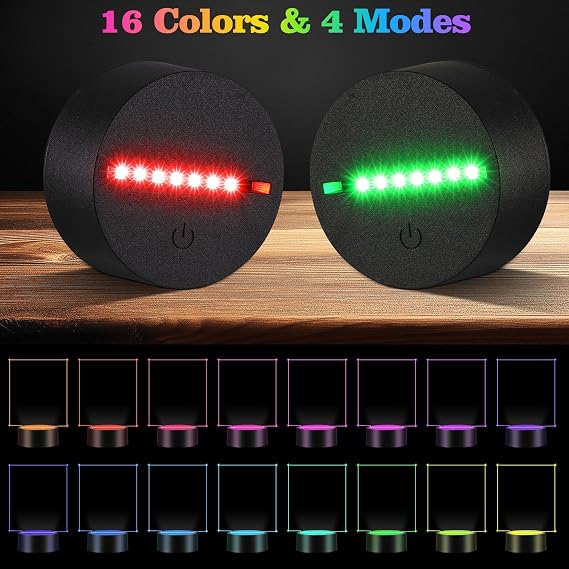 10PCS LED Light Base for Acrylic, Touch 3D Night Light Base with Remote