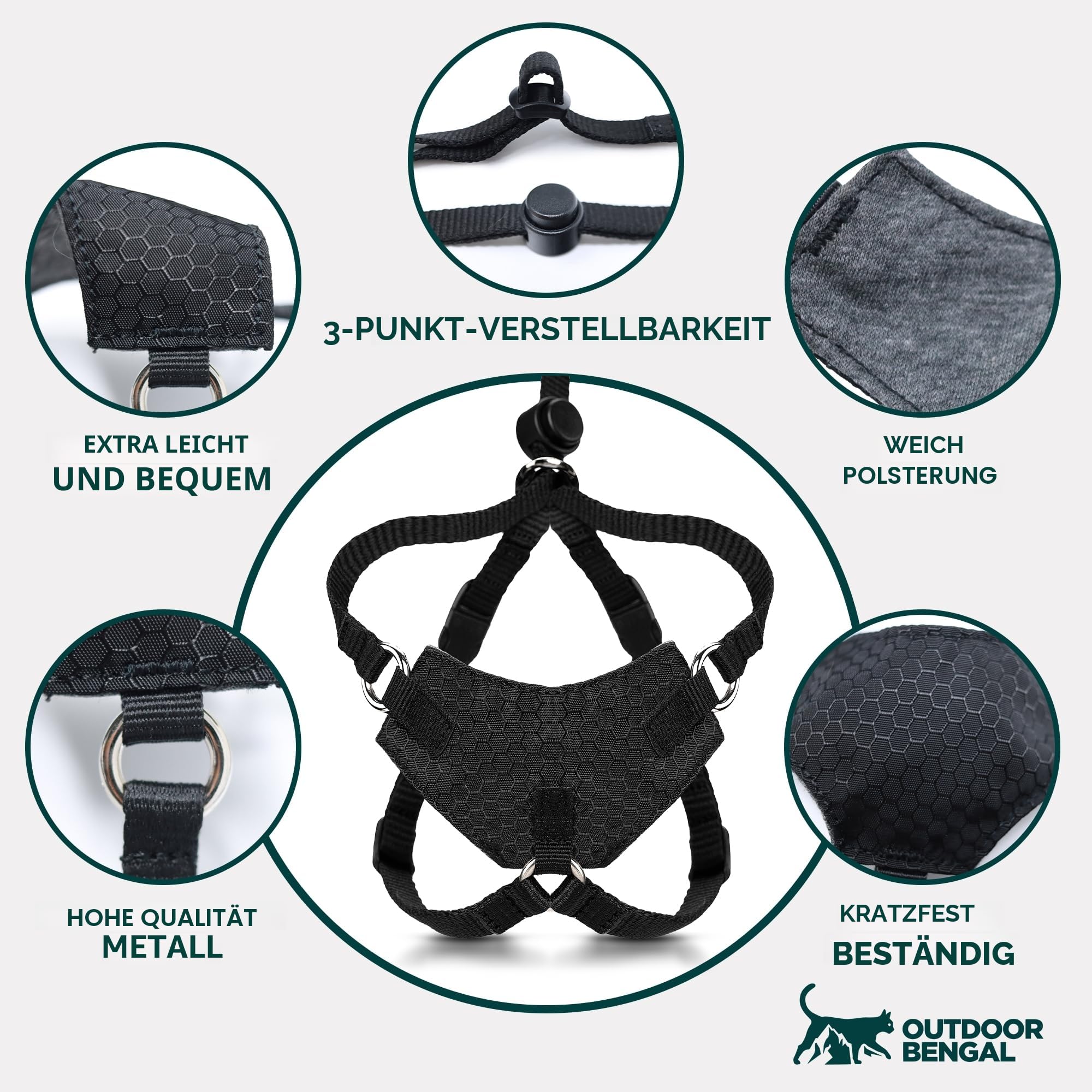 Houdini™ Ausbruchsicheres Katzengeschirr und Leine, Set von OutdoorBengal for Walking Cats (M)