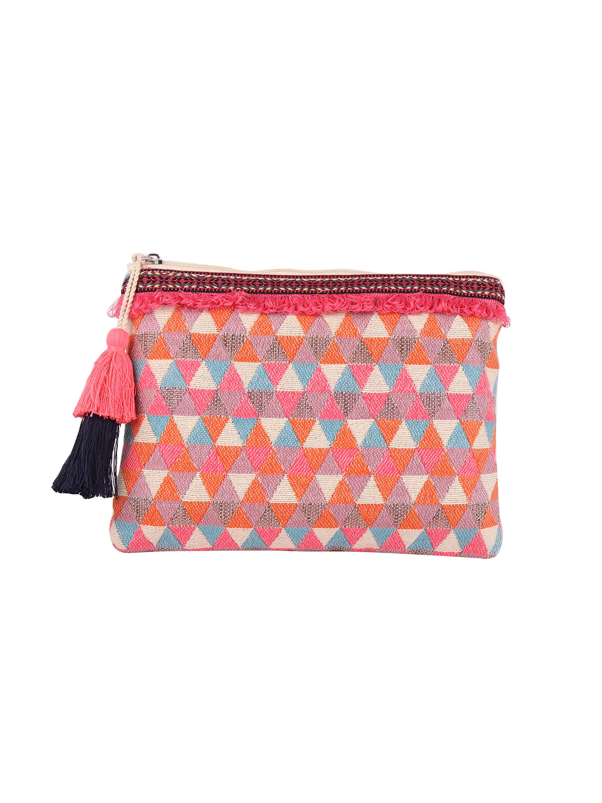Multicolor Cotton Makeup/Travel Pouch with Tassels for Women and Girls-image-45