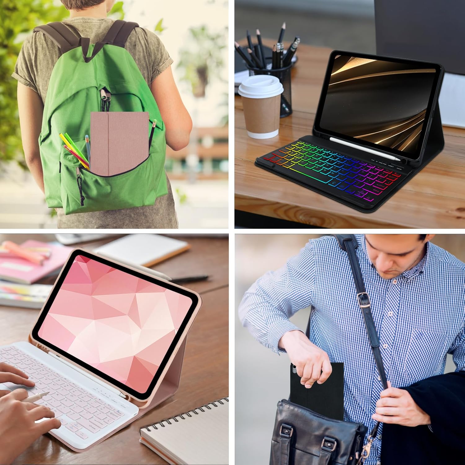 COO Keyboard Case for iPad Air 5th Generation (2022)/ iPad Air 4th Generation (2020)/ iPad Pro 11 (2018), Detachable Wireless Keyboard, Built-in Pencil Holder