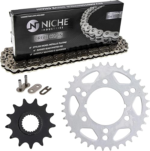 NICHE Combo de cadena de piñón de transmisión para Polaris Scrambler 500 Trail Blazer 400 delantero 13 trasero 36 dientes 520 estándar 76 eslabones