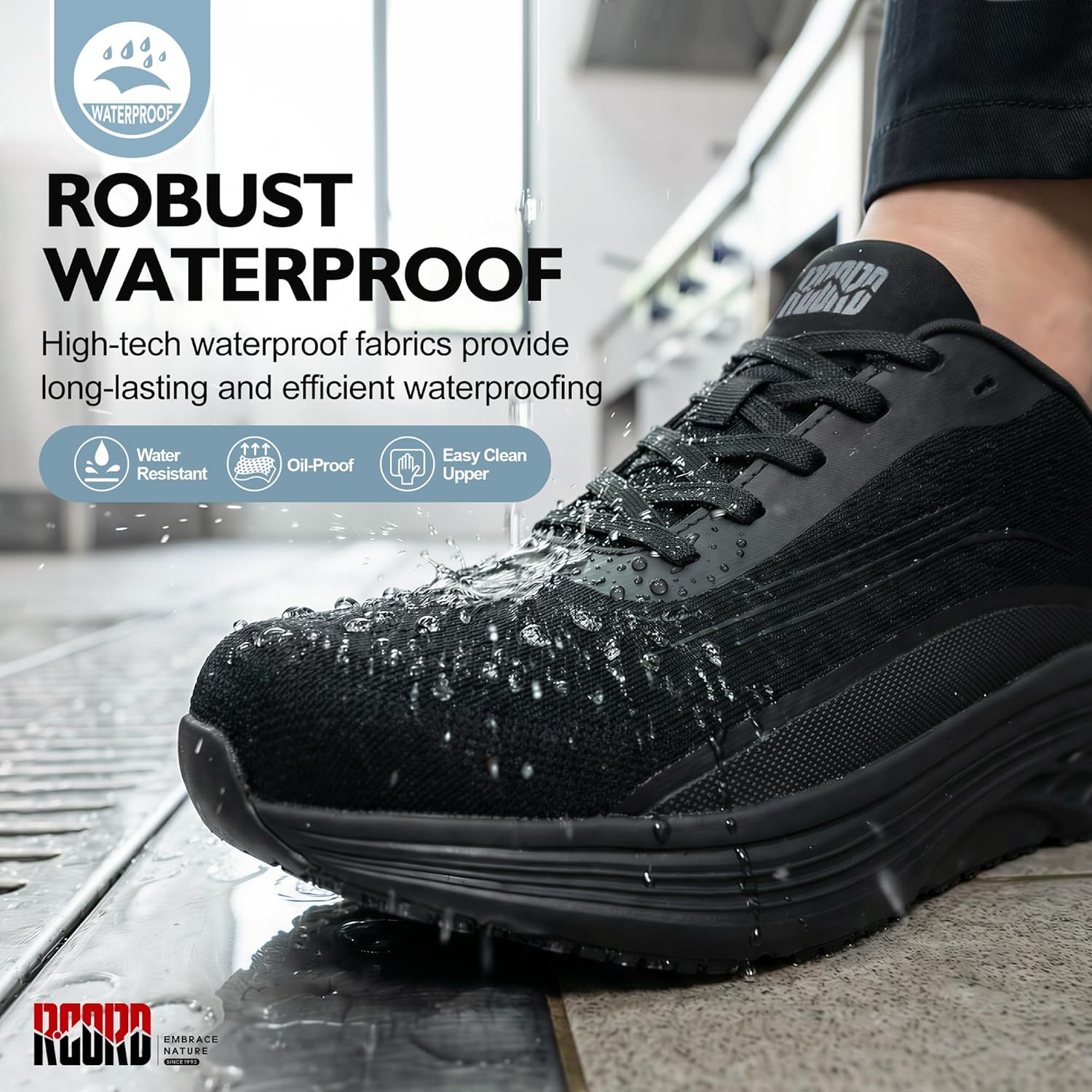 R CORD Non Slip Work Shoes Women Waterproof Flexible Enhanced Support Womens Work Shoes in Food Service Hospital Convenience Store Workers Long Hour Comfort Zapatos Antideslizantes para Mujer