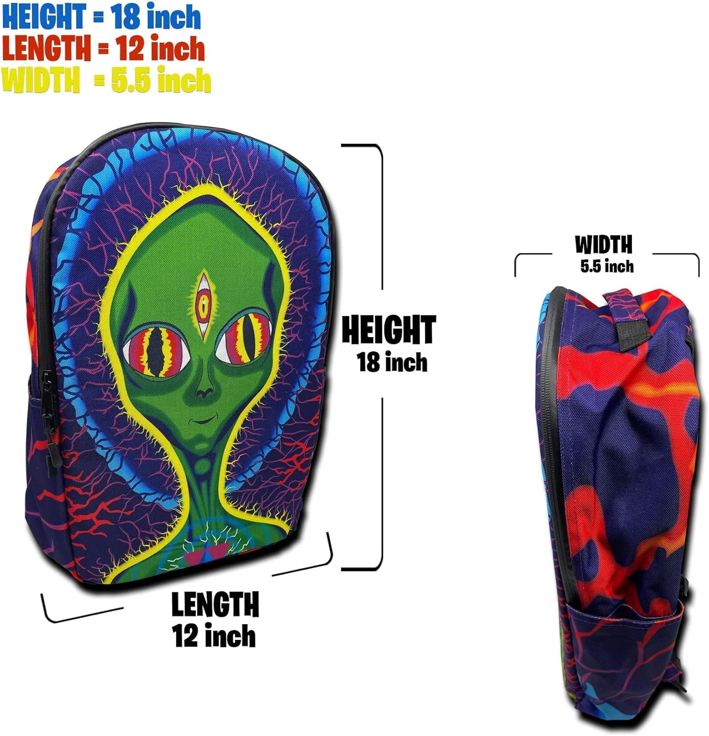 Smell resistant backpacks|Casual daypack backpacks with detachable pouch|Travel backpack with hidden base compartment | Water resistant backpack for men | Cool backpacks with Psychedelic art|