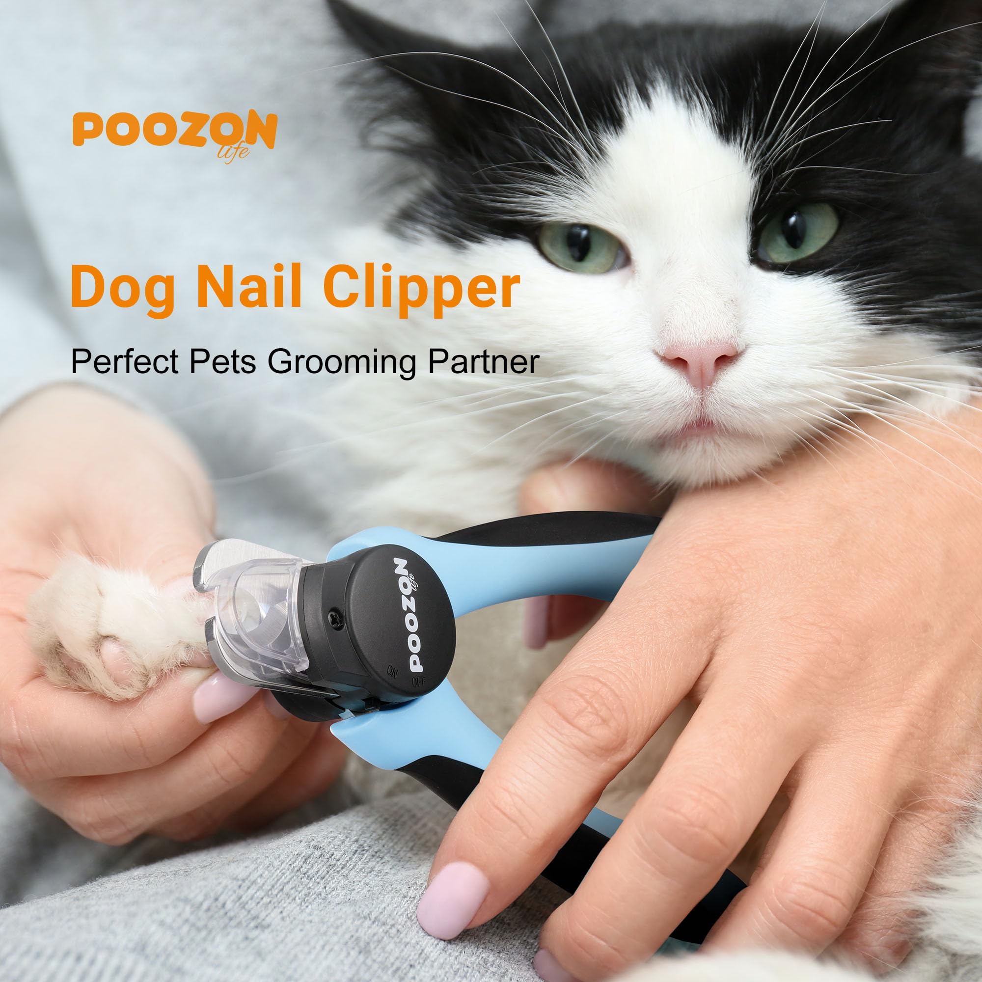 Poozonlife Dog Nail Clipper with Light, Illuminates Nail Clipper Kit or Bloodline for Safe, Easy Trimmers, Extra Sharp for Thick Nails, Quick Sensor, Avoid Over Cutting Toenail, for Cats & Dogs