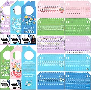 100 Pcs Real Estate Door Hanger with Business Card Design 3.15 x 9.25 Inch I'm Not Just a Real Estate Agent Colorful Marketing Business Card Signs for Agent Supplies(Plant)