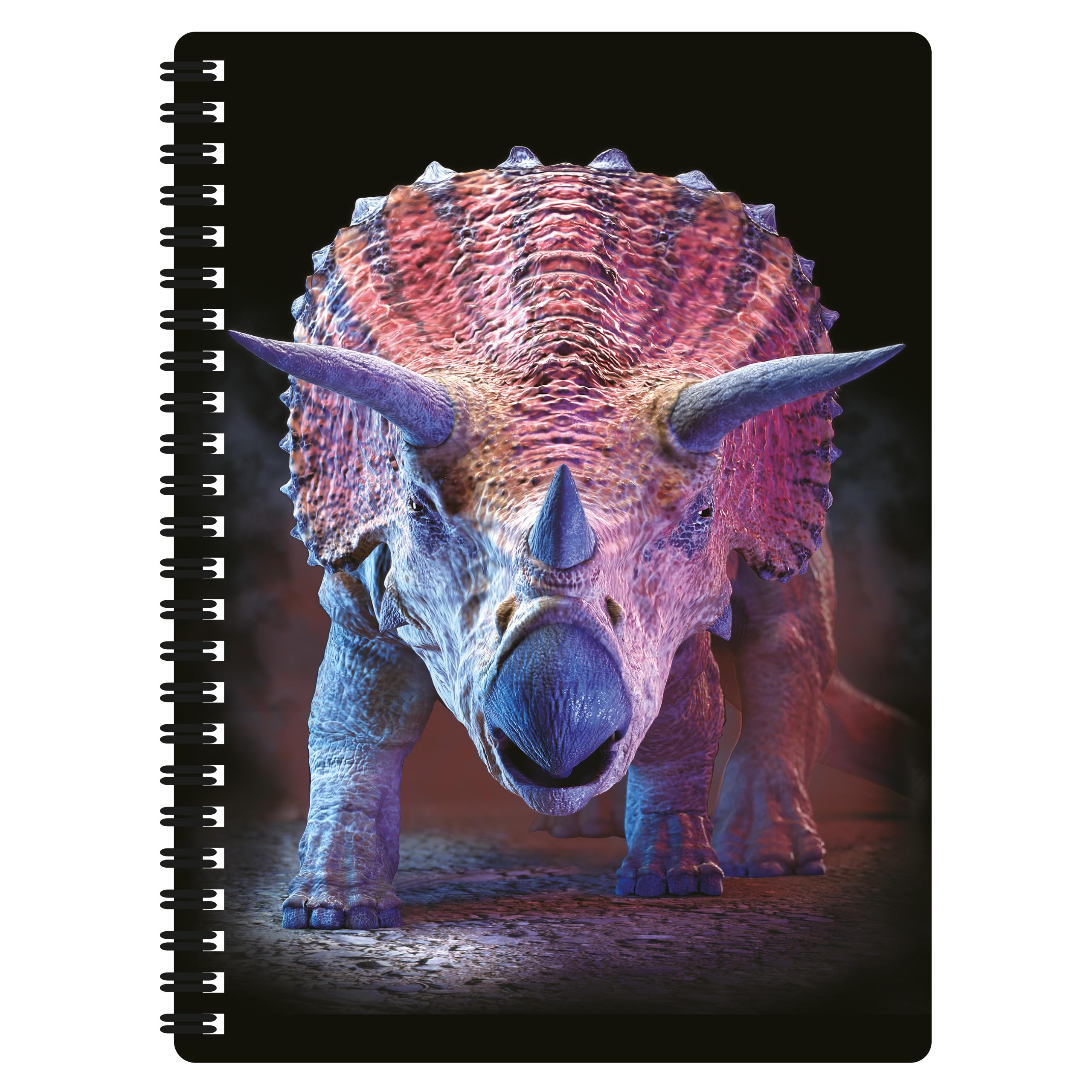 3D LiveLife A5 Notebook - Triceratops from Deluxebase. Spiral Bound Lined Notebook with 80 Recycled Pages, 3D Dinosaur Art Notebooks for Work, Gifts and School Supplies, (21 x 14.5 cm).