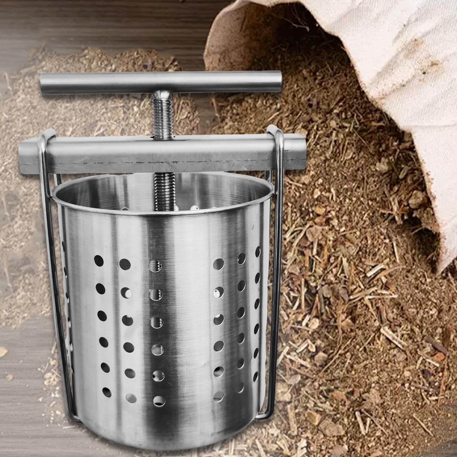 Gralara Presse à Miel Manuelle avec Poignée, Extracteur Multifonction Jus/Fromage/Cidre en Acier Inoxydable 304, Appareil de Pressage pour Cuisine et Maison, 20 Cmx13 Cm