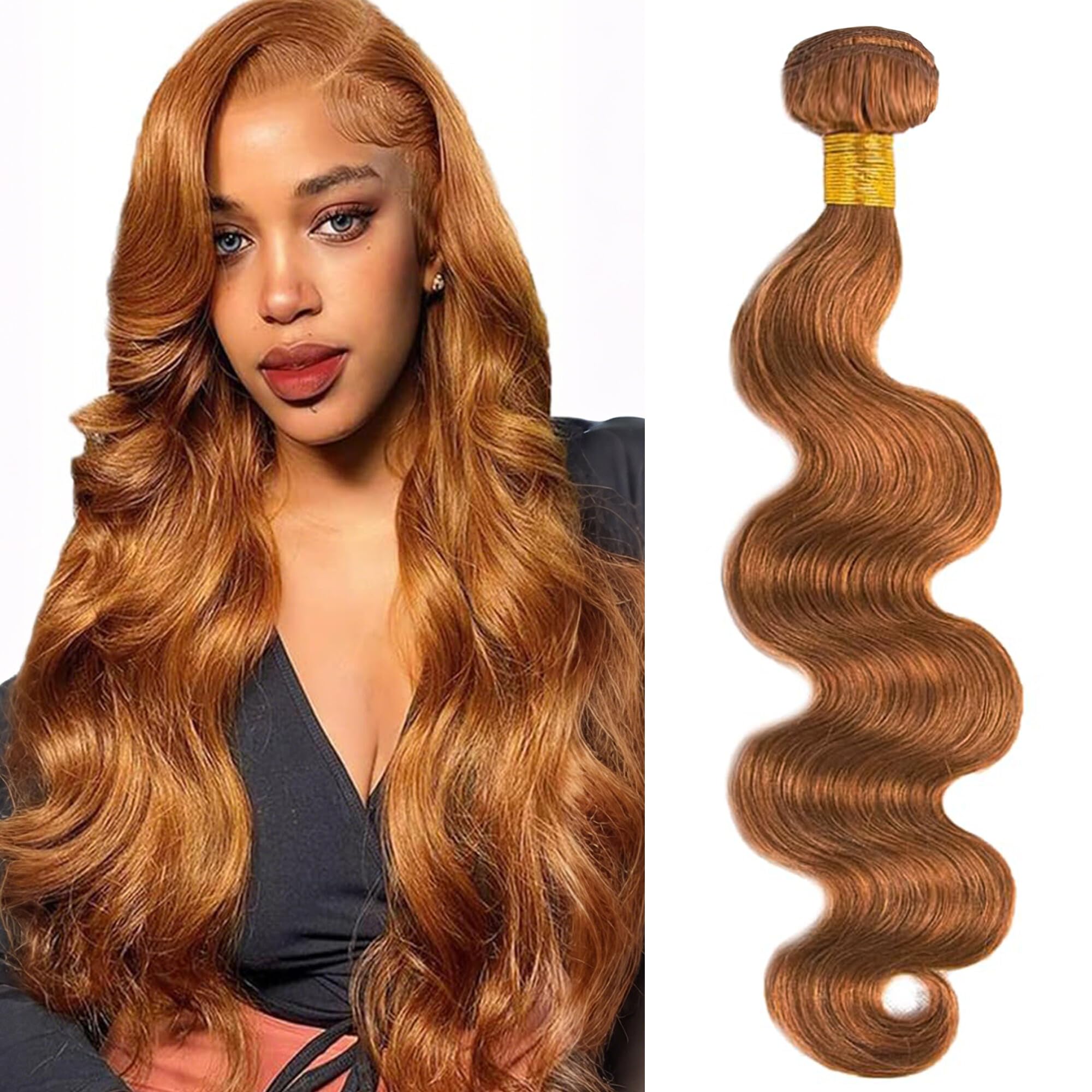 Photo 1 of #30 Single Bundle Body Wave Human Hair Bundles 20 Inche Light Brown Bundles Human Hair Unprocessed Brazilian Virgin Hair Extensions 1 Bundle 100g Total for Women