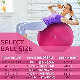 Fitvids Anti-Burst Slip Resistant Exercise Ball - 18-inch Pink - 2 - 15-18in (38-45cm), S - Pink