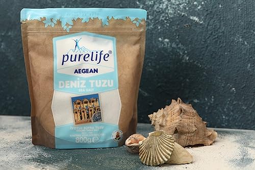Miniatura 3 de Purelife Sal marina del Egeo Yodizada Kosher sin refinar  1.76 libras y sal marina del Egeo Purelife gruesa Kosher sin refinar  1.1 libras (17.64oz)