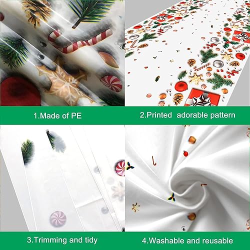 Miniatura 10 de KatchOn, Mantel de Navidad rojo con Papá Noel, paquete de 3, 108 x 54 pulgadas, mantel de vinilo navideño para mesas rectangulares, suministros de