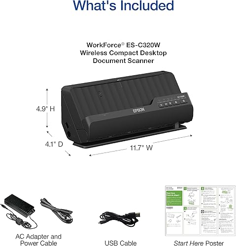 Miniatura 6 de Epson - Workforce ES-C320W - Wireless Compact Desktop Document Scanner - 2-Sided Scanning and Auto Document Feeder - Paper and Card Scanner - Black