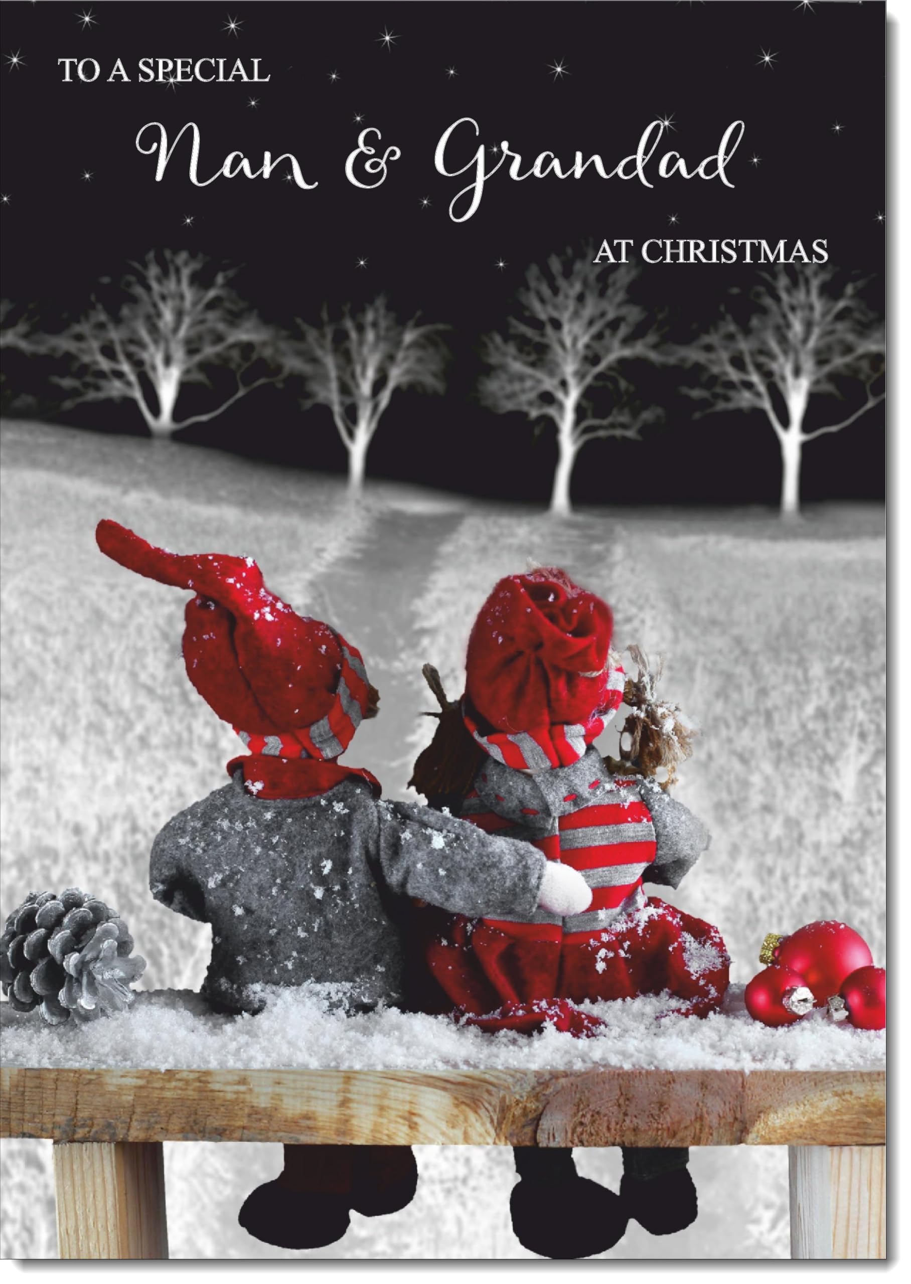 doodlecards Nan and Grandad Christmas Card Couple at Night Large A4 Size Christmas Card for Nan & Grandad with Plain Envelope