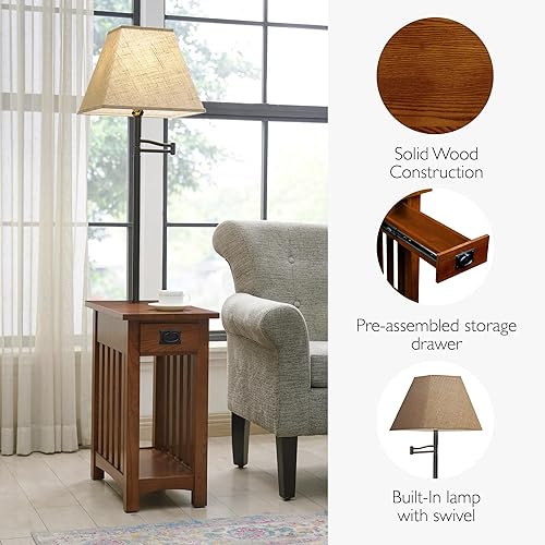 Miniatura 67 de Haven Ridge - Mesa auxiliar estrecha, mesa auxiliar de madera maciza con cajón y estante, color blanco granja, perfecta para salas de estar, blanco