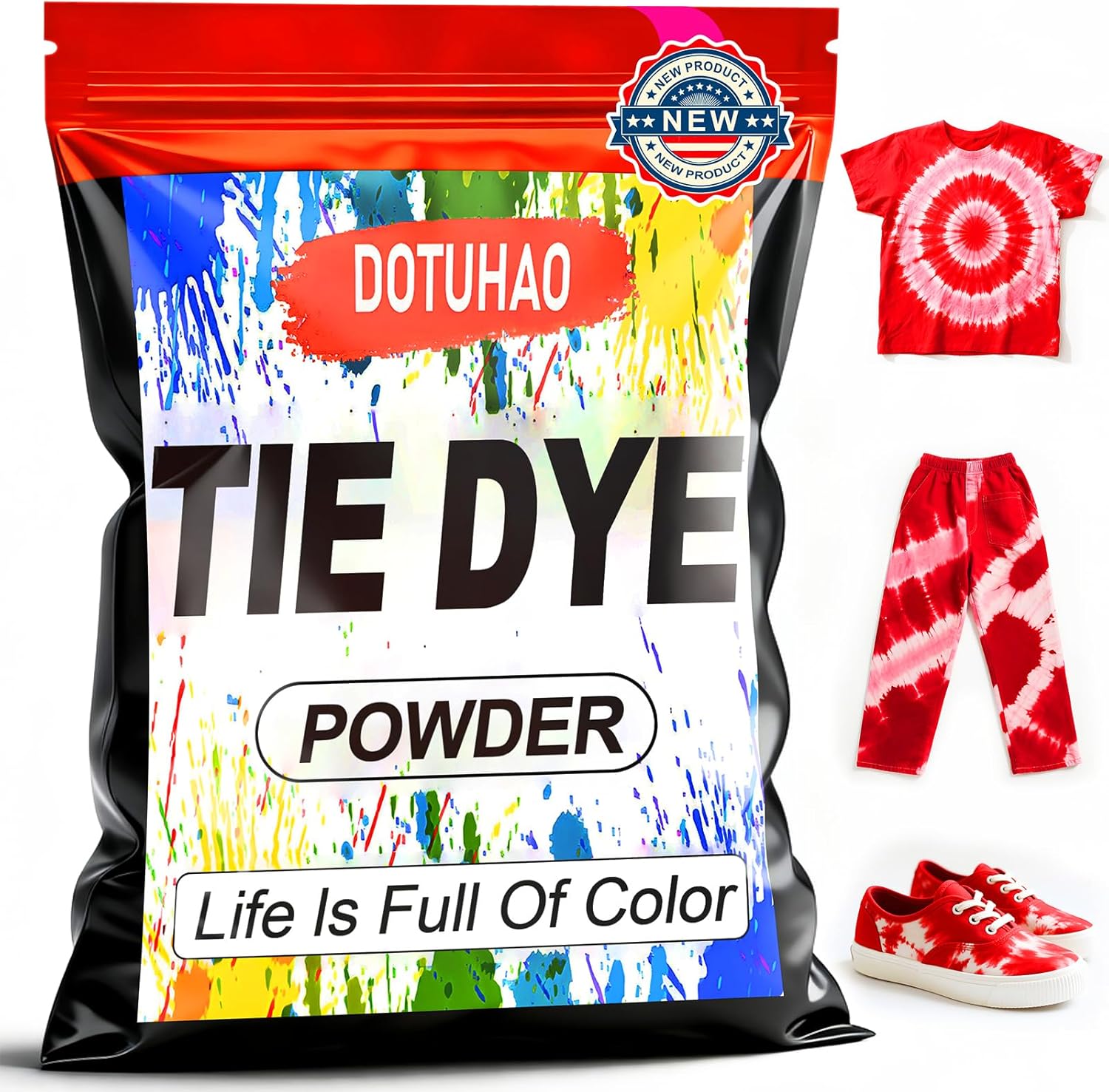 Tie Dye Powder, Red Fabric Dye, 1 LB Tie Dyes for Clothes, Creative Dyes for Clothes, Perfect for Arts & Crafts, DIY Fabric Art (Red, 1 LB)