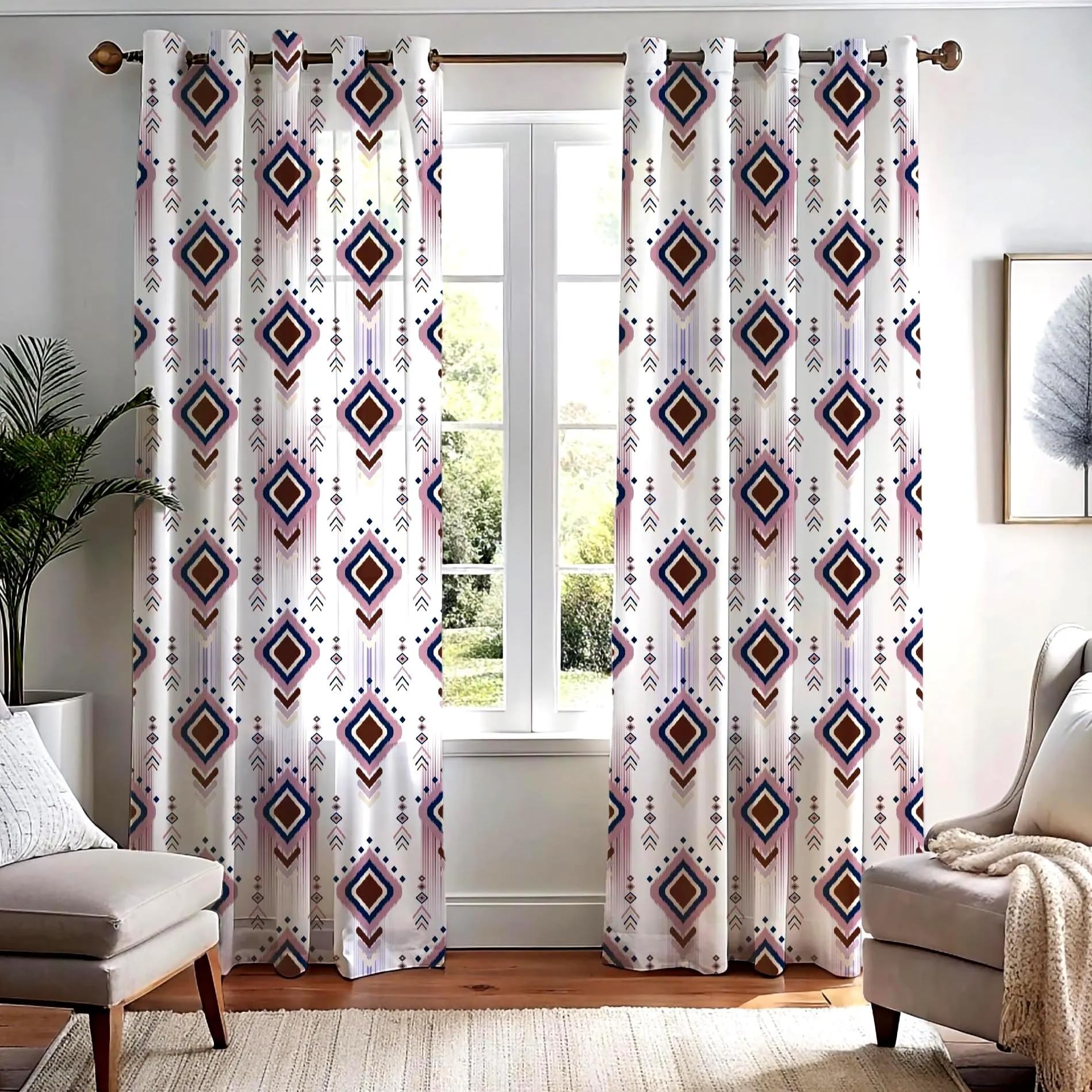Rideaux style Ikat authentiques aux finitions haut de gamme pour fenêtres