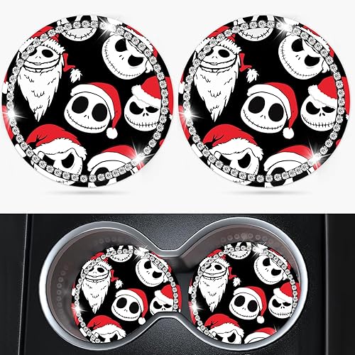 Miniatura 7 de Jupswan Portavasos para automóvil, paquete de 2 unidades, lindo y divertido ratón de dibujos animados de Navidad, de silicona, accesorios para