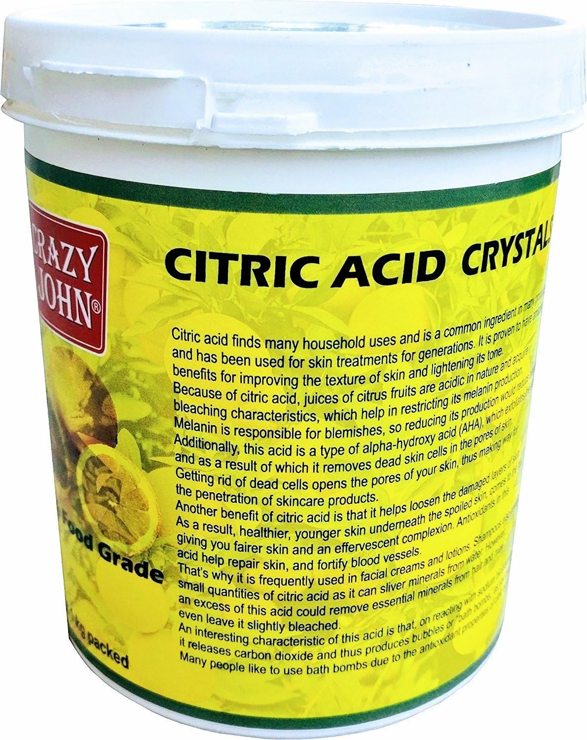 CRAZY JOHN Citric Acid Powder (1 Kg Pack),1 Count,1000 Grams