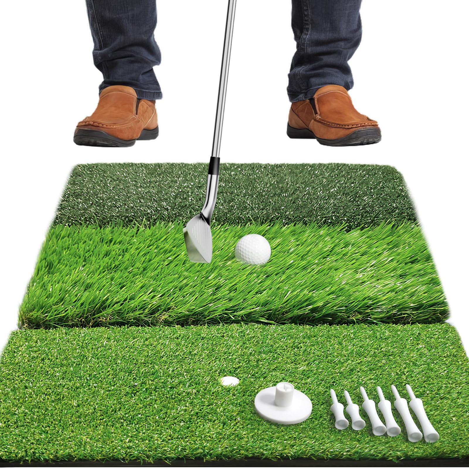 COSPORTIC Golf Hitting Mat,Golf Training Mat for Swing Driving Chipping with Advanced Artificial Turf, Golf Practice Mat 16