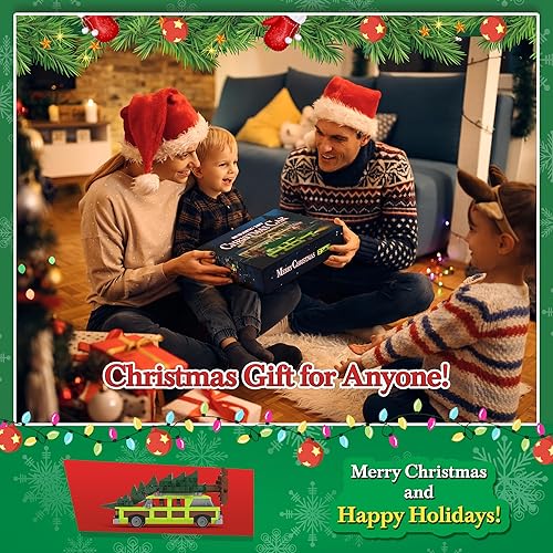 Miniatura 5 de Juego de juguetes de construcción de películas de pueblo navideño, estación 4 en 1 con kit de construcción de árbol de Navidad familiar,