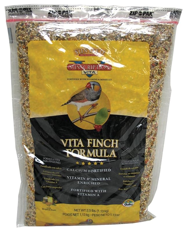 Mistura de sementes para tentilhões Sunseed Company Vita Finch Formula, frutas tropicais, 1,13 kg