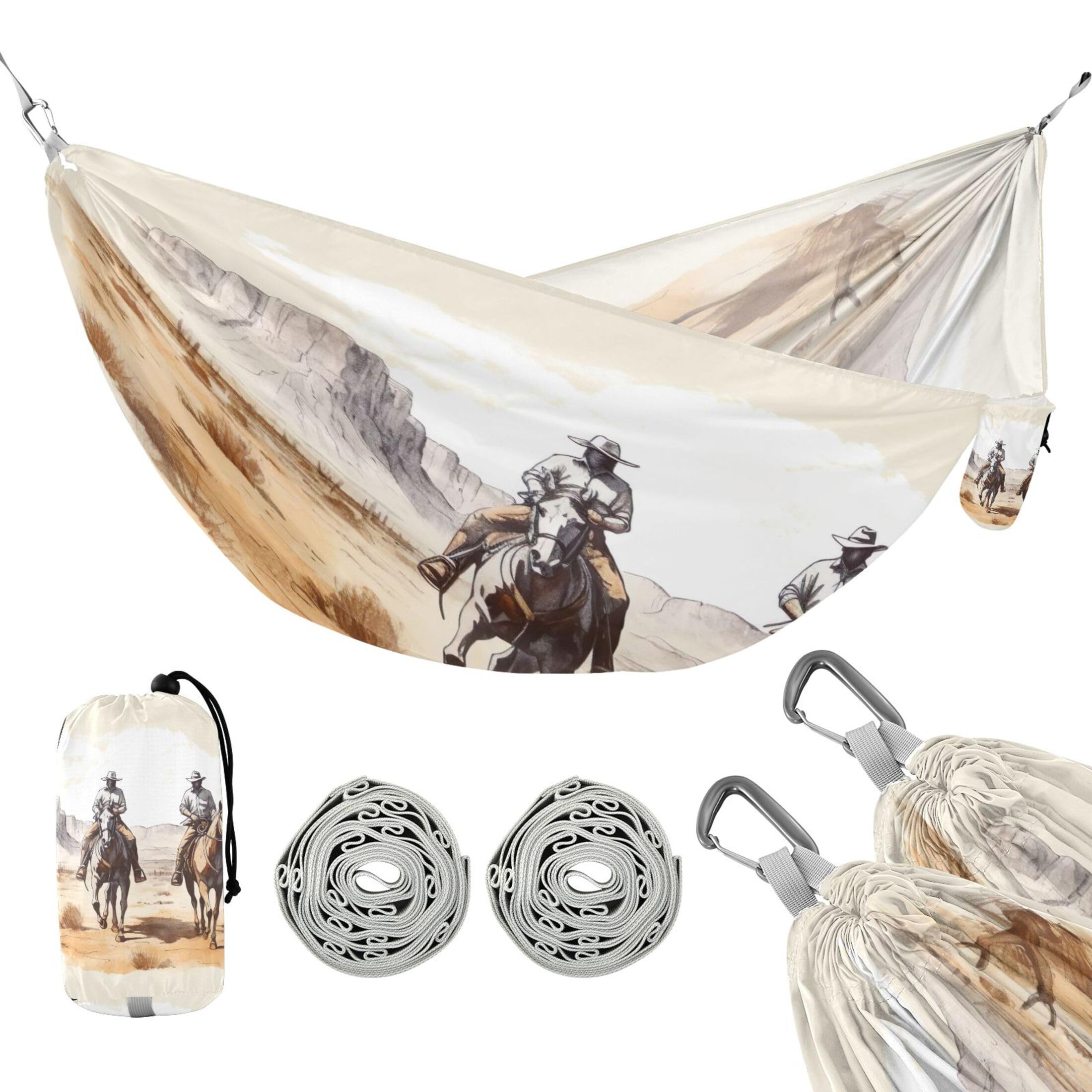 Takiito Retro Cowboy Hammock 330 lb Capacity Travel Camping Hammock with Tree Straps, Portable Lightweight for Outdoor Beach Backpacking Backyard Patio