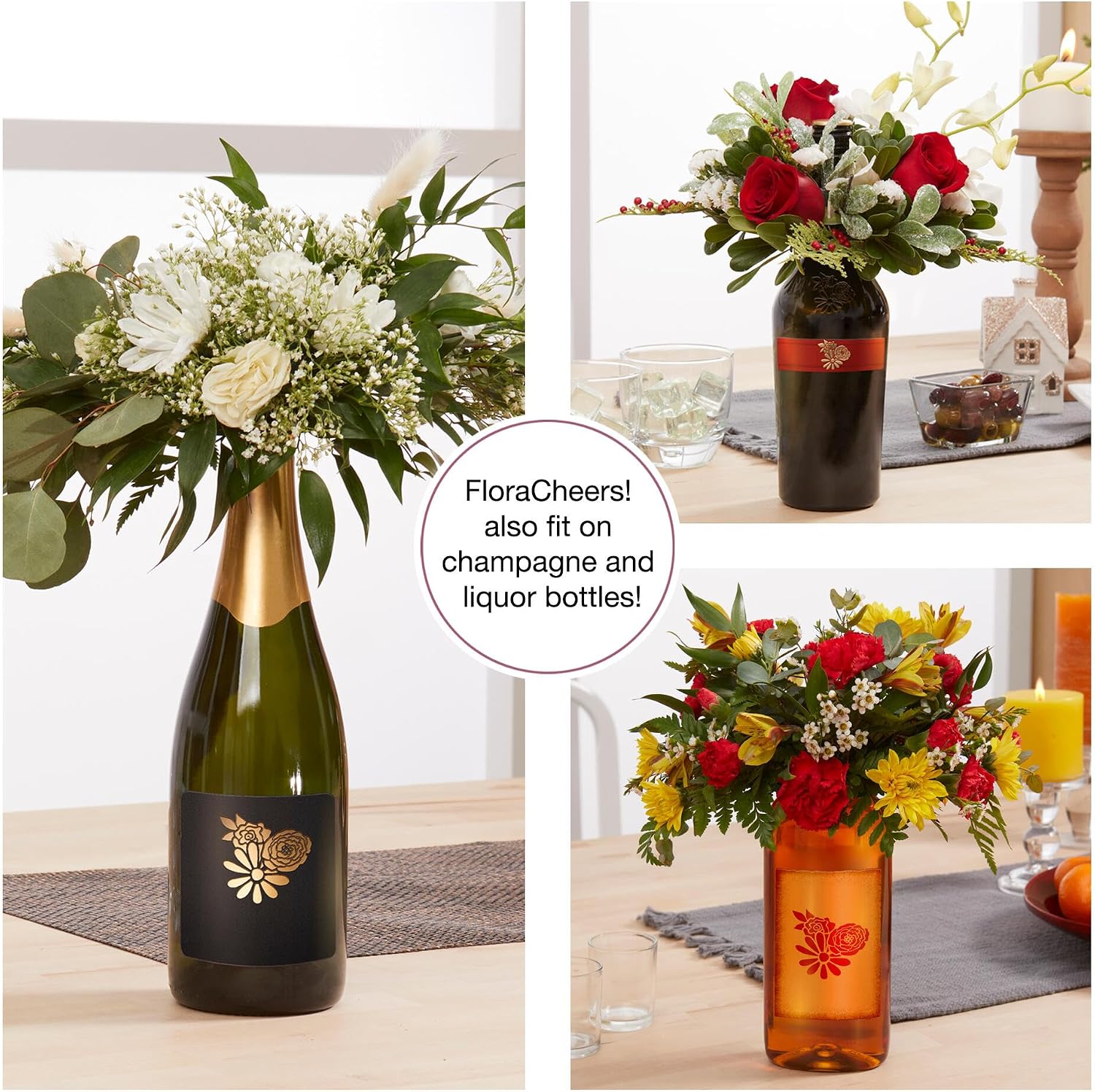 FloraCraft FloraCheers! 4 Piece Bottle Bouquet Ring with Artesia WetFōM 1.7 Inch x 3.7 Inch Green