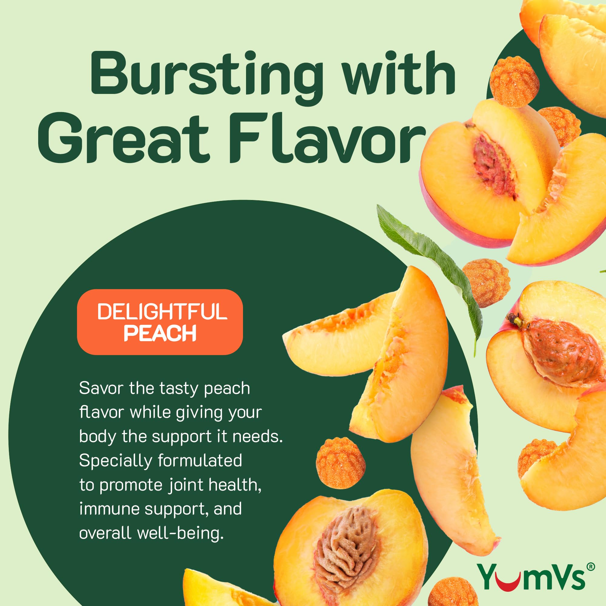 YUM-V'S Turmeric Ginger Gummies with Black Pepper, Peach (60 Count) — Amazon image 3