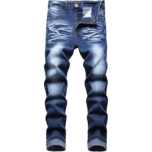 JUNBAOSS Men's Slim Fit Stretch Jeans Ripped Skinny Jeans for Men, Distressed Straight Leg Fashion Comfort Flex Waist Pants