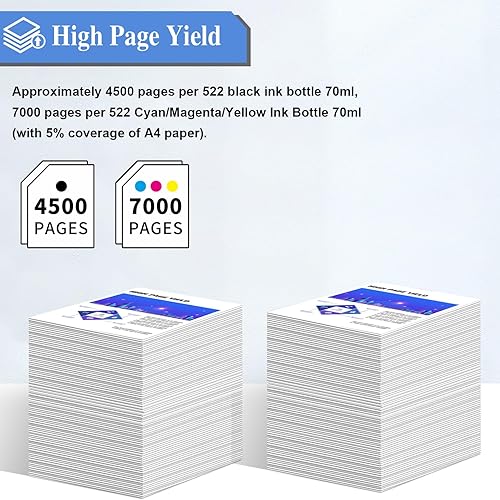 Miniatura 10 de Tinta 522 T522 compatible con botellas de tinta de repuesto Epson 522 T522, funciona con impresoras EcoTank ET-2400 ET-2720 ET-2800 ET-2803 ET-2840