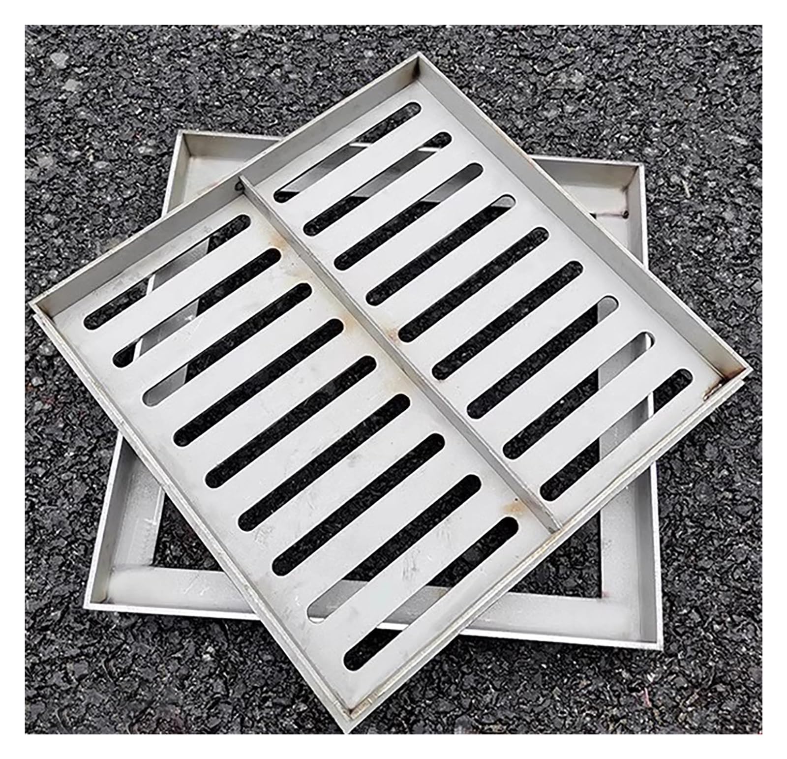 Genérico Rejilla de Drenaje de Acero Inoxidable para Uso Exterior, Tapa de colador de alcantarillado extraíble de Alta Resistencia, solución de Drenaje de 60x60 cm (23,6