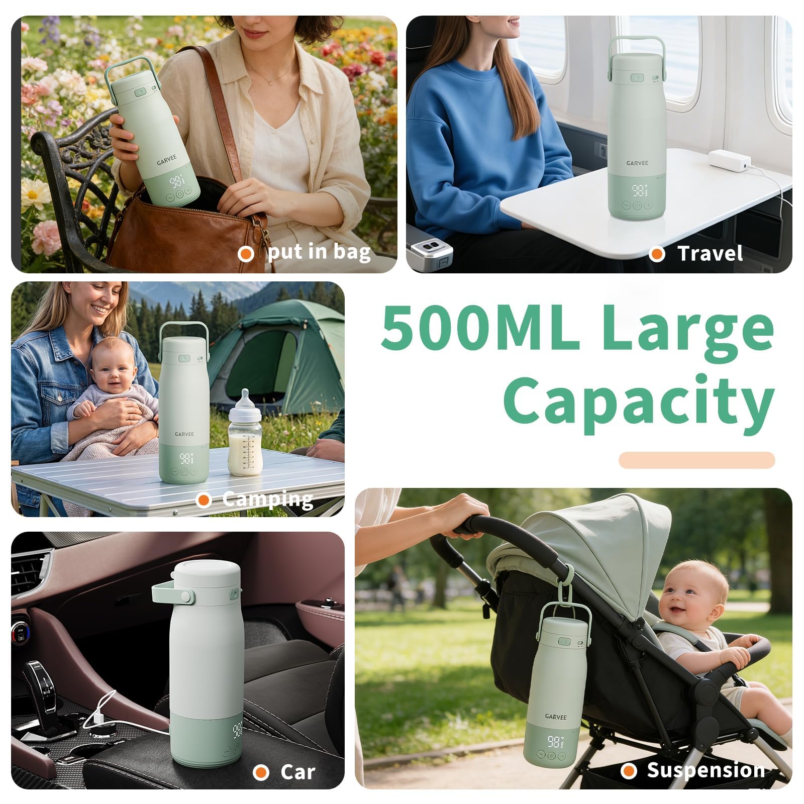 Enfriador portátil de leche materna 22oz - Enfriamiento 360° hasta 24h - Incluye 2 biberones - Compatible con accesorios de lactancia - Versión European standard - European standard