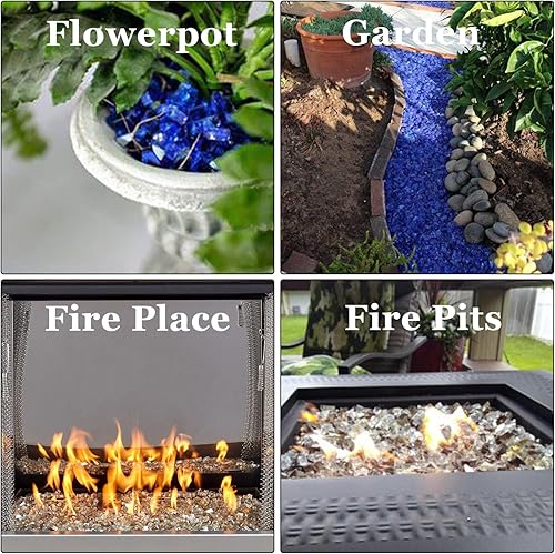 Miniatura 7 de Rocas de vidrio para hoguera de propano, chimenea de gas reflectante de 12 pulgada, roca de vidrio, rocas de vidrio templado para exteriores,