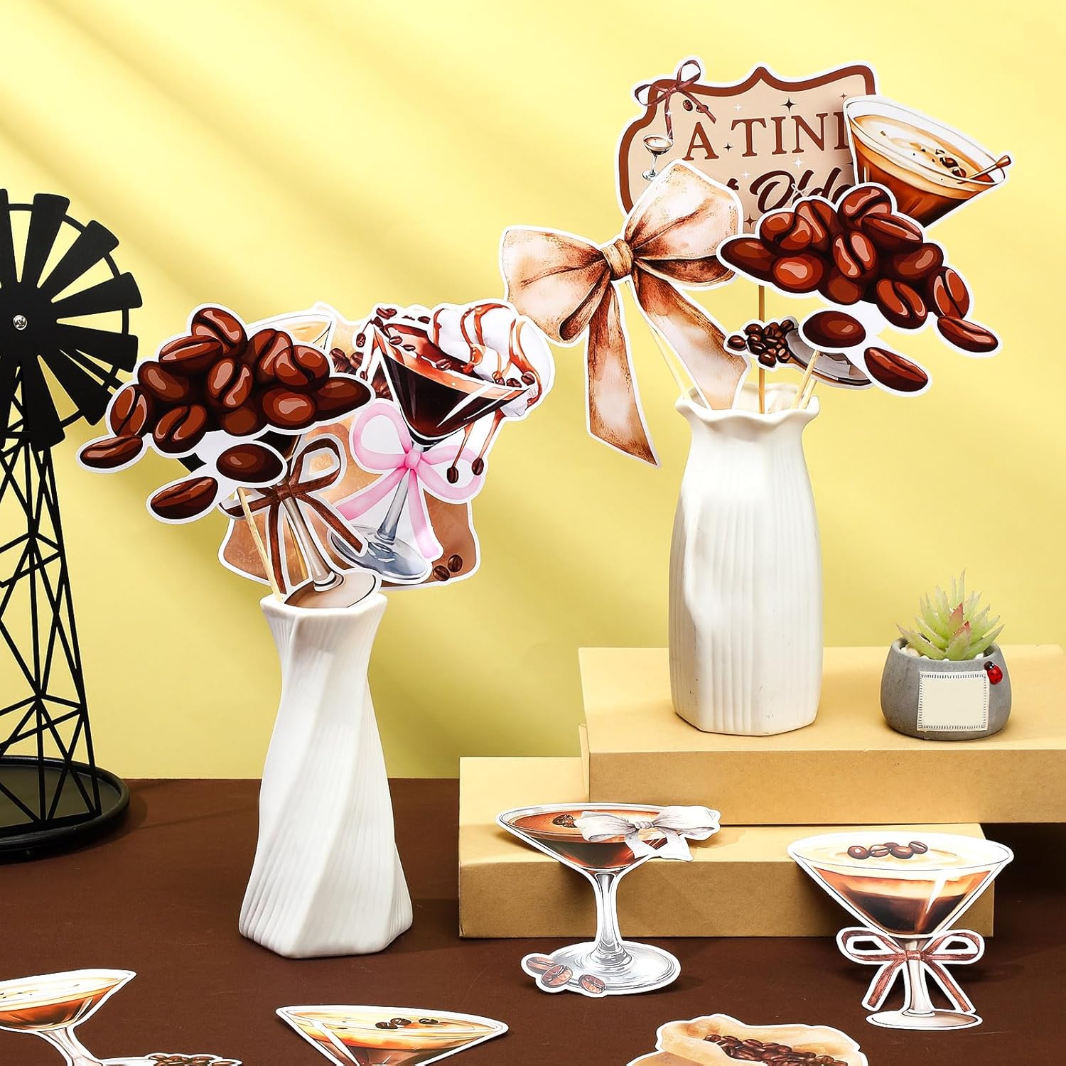 30 Pcs Espresso Martini Party Centerpieces Sticks Espresso Martini Birthday Party Tables Toppers A Tini Bit Older Bar Decorations for Bridal Shower Bachelorette Supplies(Coffee)