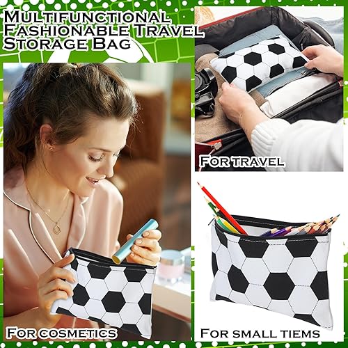 Miniatura 5 de Sweetude 24 bolsas de maquillaje deportivo de fútbol, bolsas de cosméticos, regalo de fútbol en blanco y negro para jugadores, bolsas de recuerdo de