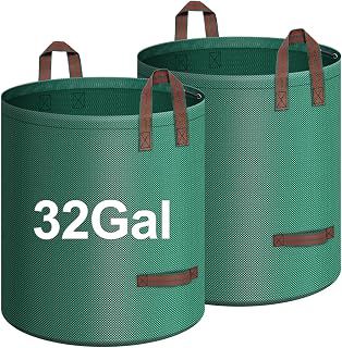 2-Pack 32 Gallons Leaf Bags, Reusable Yard Waste Bags, Heavy Duty Lawn Bags for Garden Leaves and Waste Collection, Lightweight Portable Yard Trash Bag