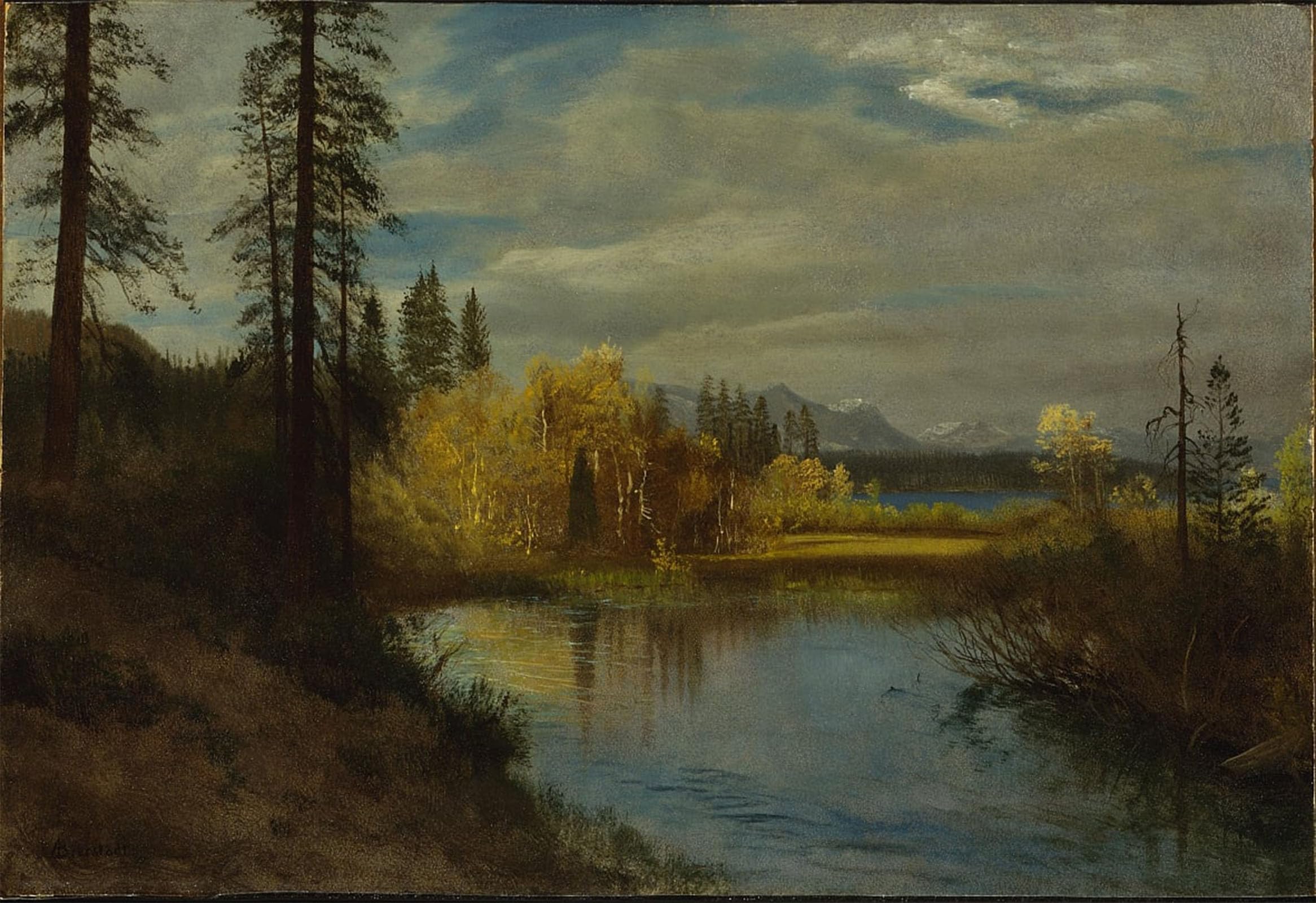POSTERIIk Vintage Art Print Images Pictures Print Outlet at Lake Tahoe by Albert Bierstadt Modern Colour Posters for Office Home Decor 60x90cm