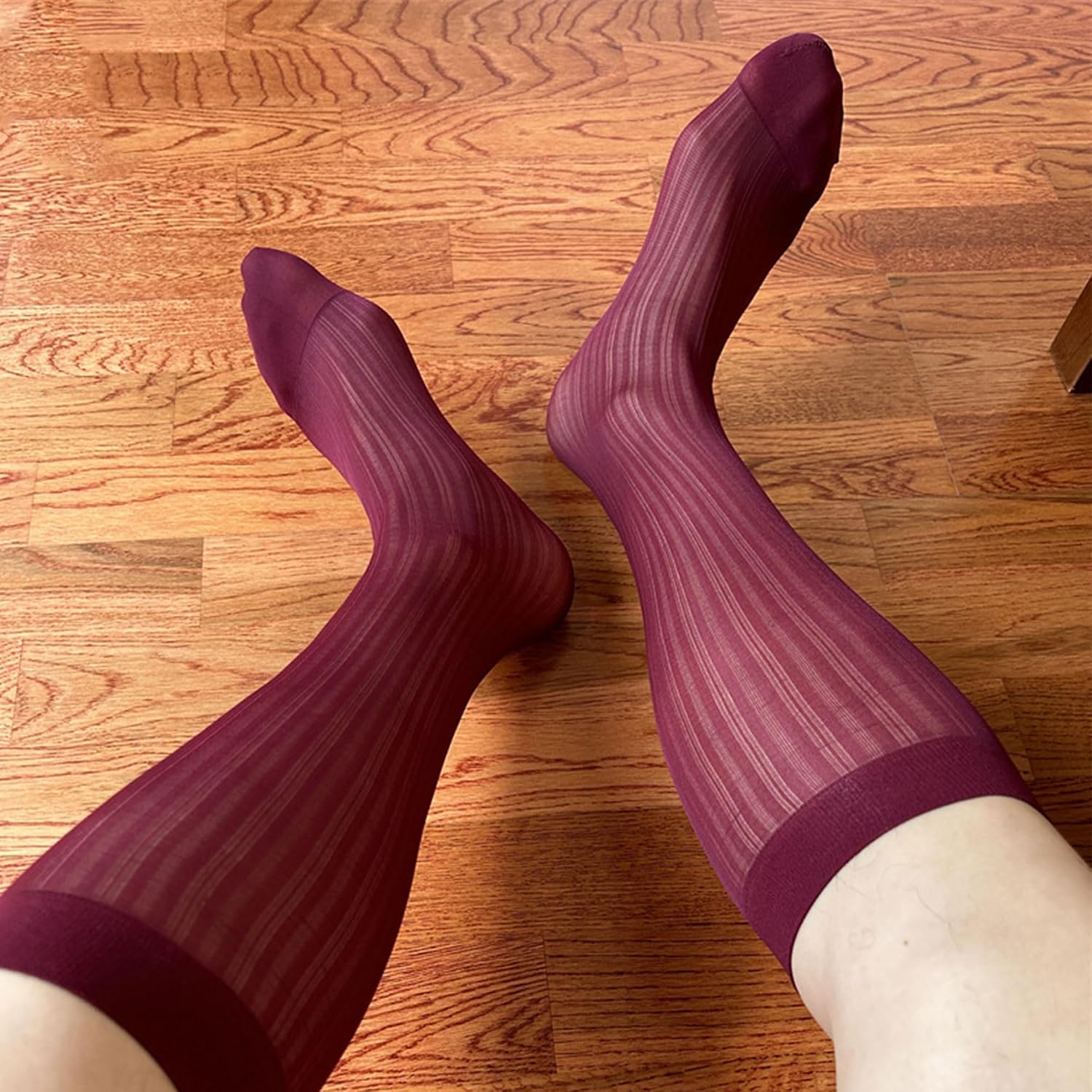 3 Pairs Mens Sheer Socks OTC Men Silk Ultra Thin Dress Sock Nylon Daily Casual Stockings Work Sox Wear