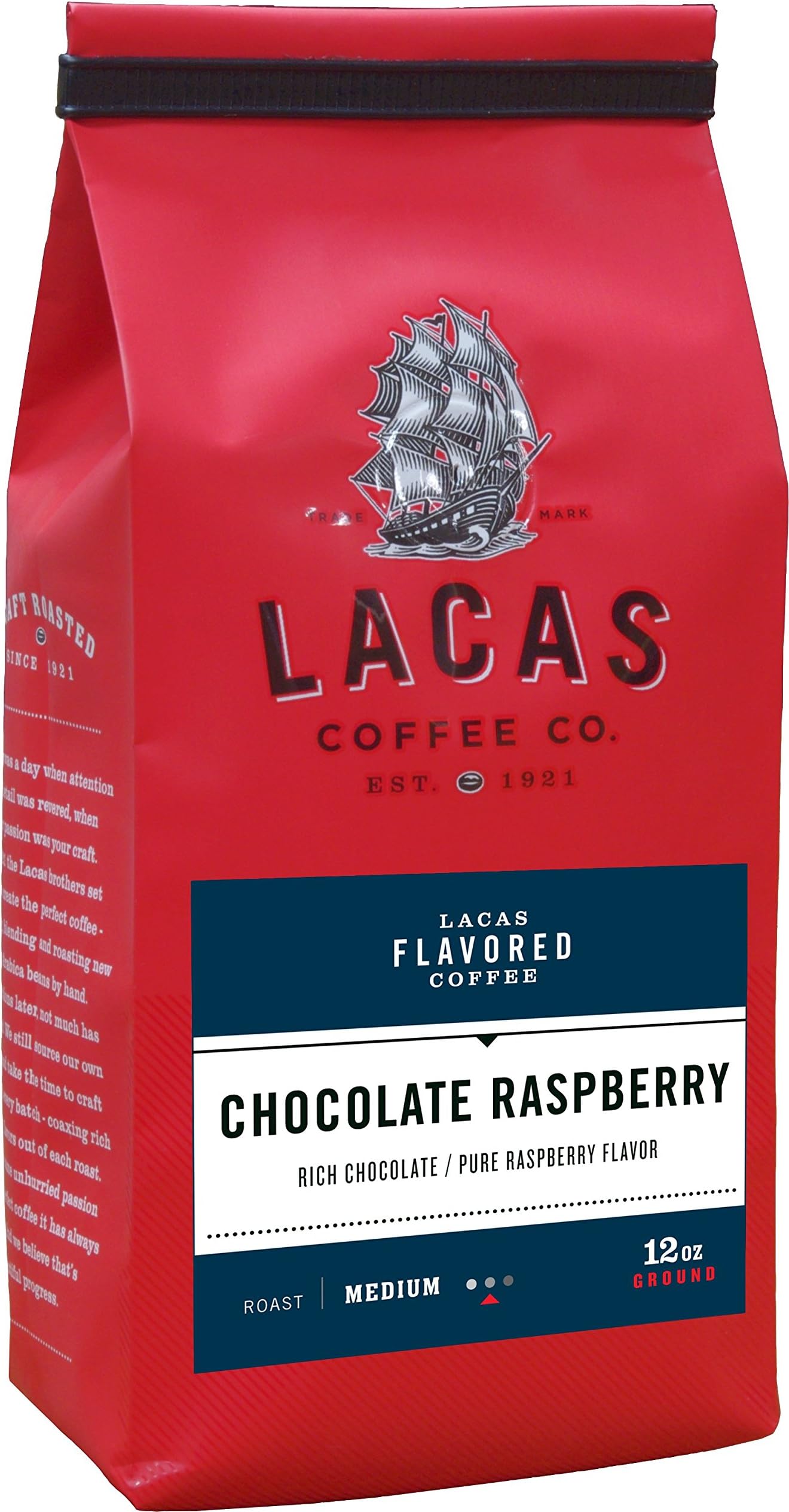 Lacas Coffee Company Flavored Coffee Chocolate Raspberry Ground 12oz