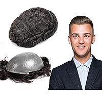 Vista 24 de GEXWORLDWIDE GEX - Peluca de cabello humano ultra fino de 62 colores para hombre, 0.002 in, 8 x 10 pulgadas, cabello humano negro azabache oscuro