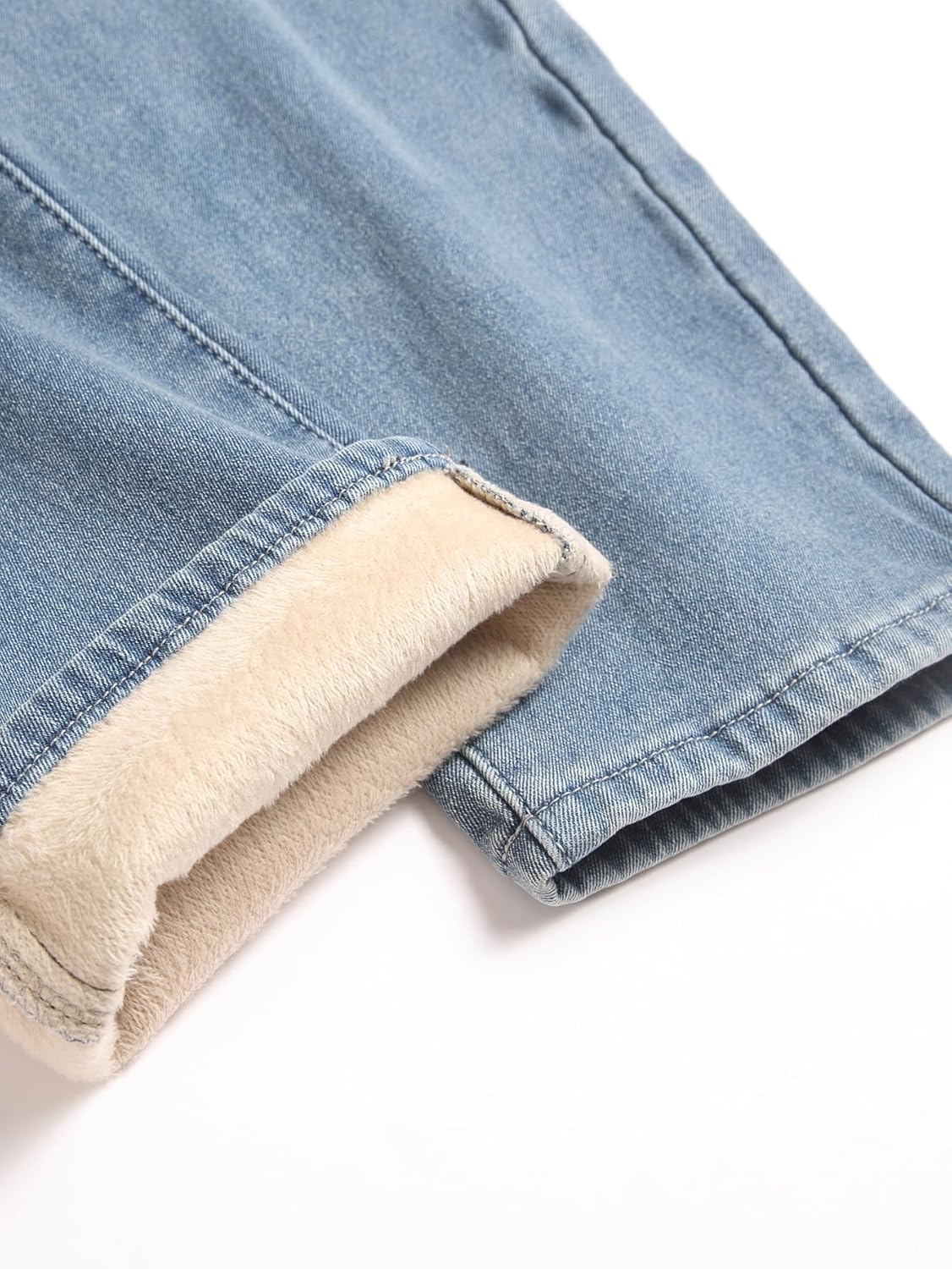 ABSECAI Mens Fleece Lined Pant Winter Warm Skinny Slim Fit Stretch Jeans - Image 5