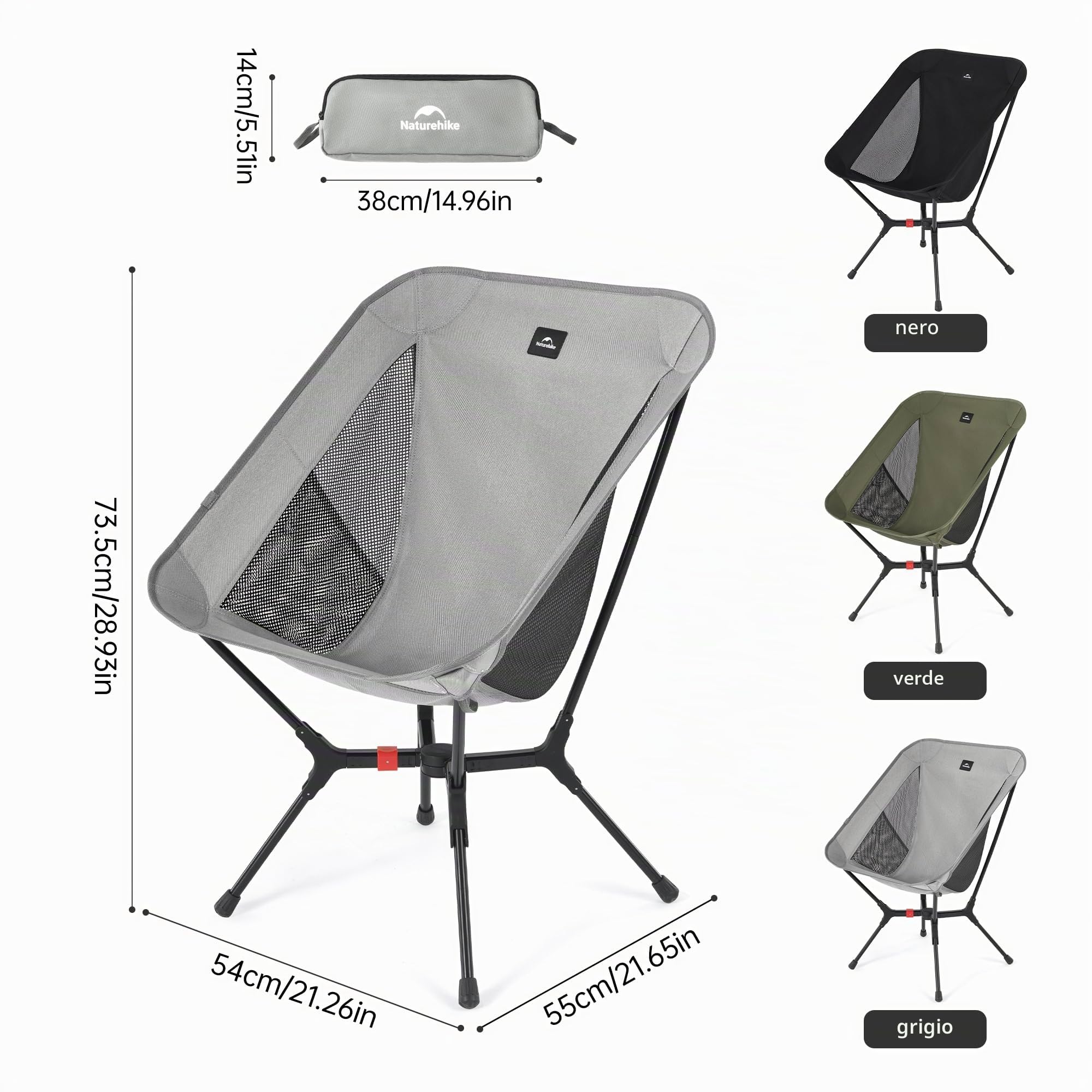 Naturehike Sedia da campeggio pieghevole ultraleggera – Piccola conservazione e design robusto per campeggio, picnic e attività all'aperto come escursioni
