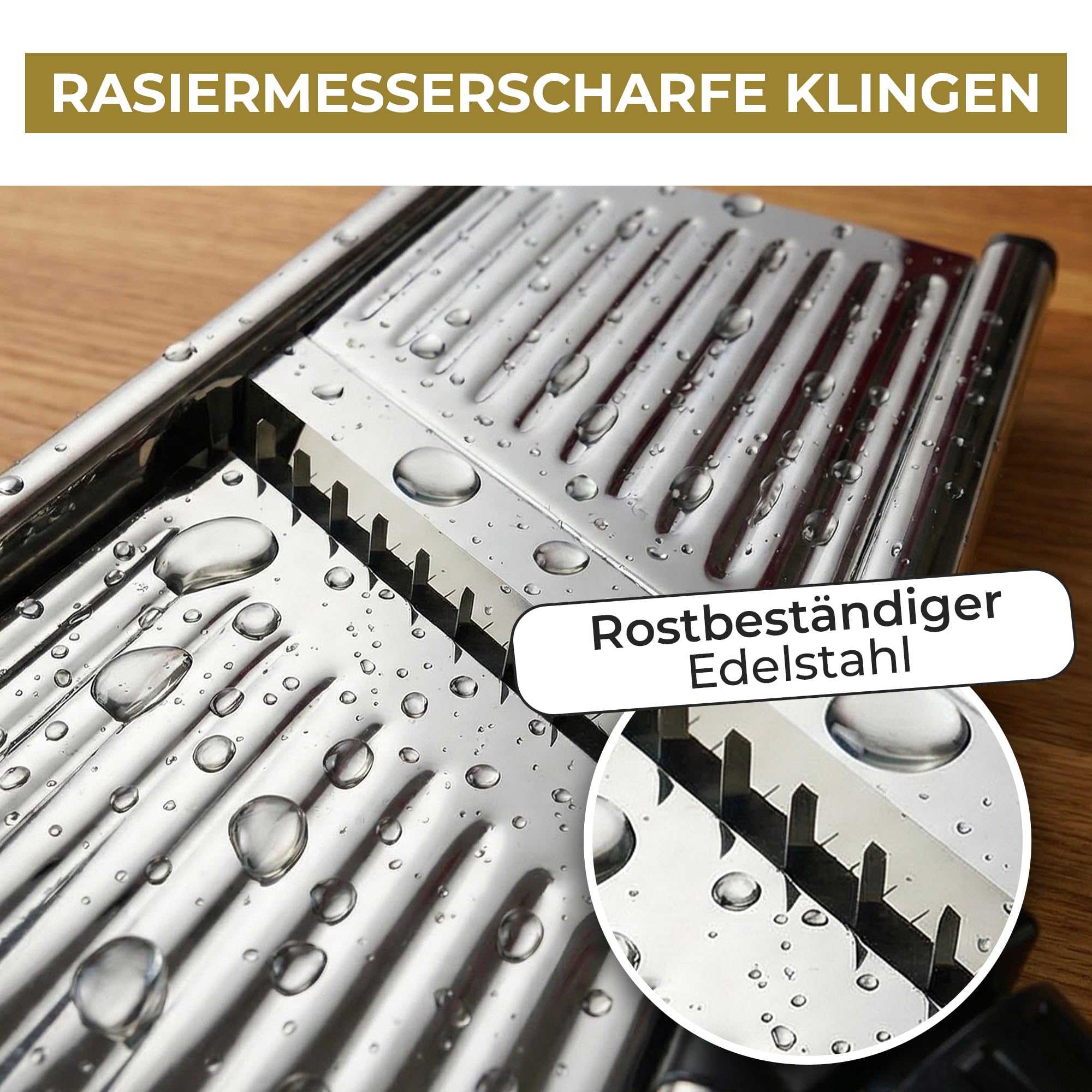 Verstellbarer Gemüsehobel aus Edelstahl – Mandoline Küchenhobel für Kartoffeln, Tomaten, Karotten, Obst, Gemüse & Zwiebeln – Inklusive 1 Paar Schnittschutzhandschuhe