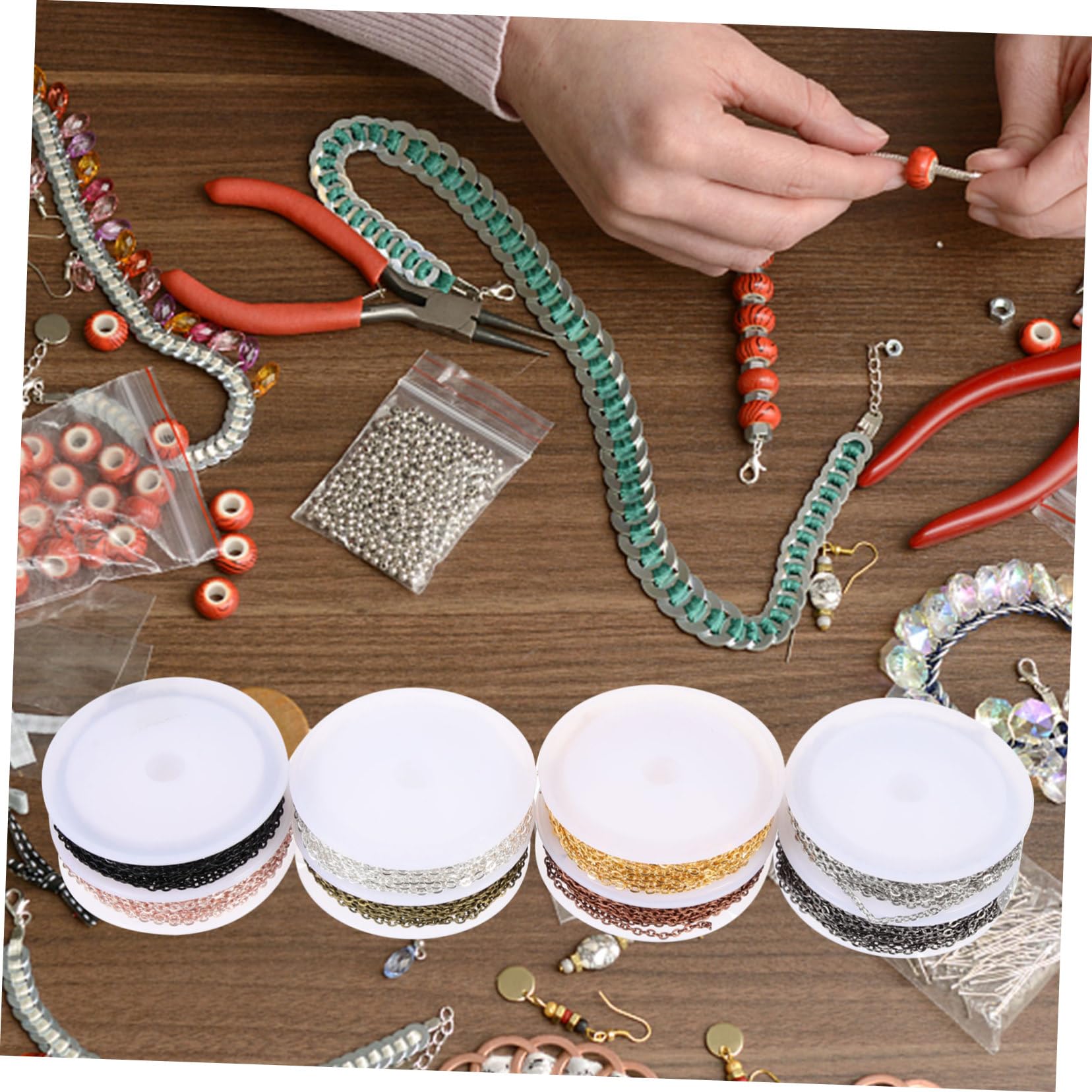 GARIOUANS DIY Schmuckset mit Ketten Karabiner und Öffnungsringen Farben Vielseitig für Schmuckherstellung und Bastelprojekte Hochwertige Langlebige Materialien für Kreative Designs