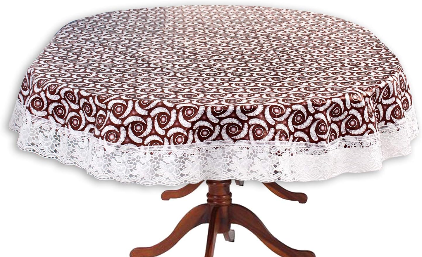 Stylista 6 Seater Table Cover Oval Shaped WxL 54x78 inches with White Border lace