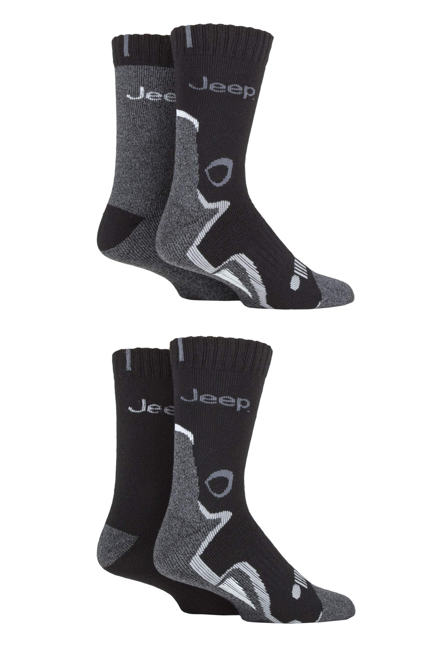 Jeep Men's Black Performance Boot Socks Cushioned, Ribbed Leg, Arch Support In /Navy/Charcoal 4 Pairs 6-11