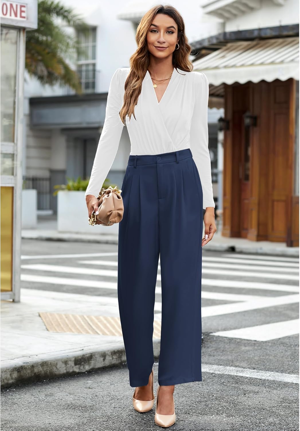 GRAPENT Wide Leg Pants for Women Work Business Casual High Waisted Dressy Pants Flowy Trousers Office - Image 7